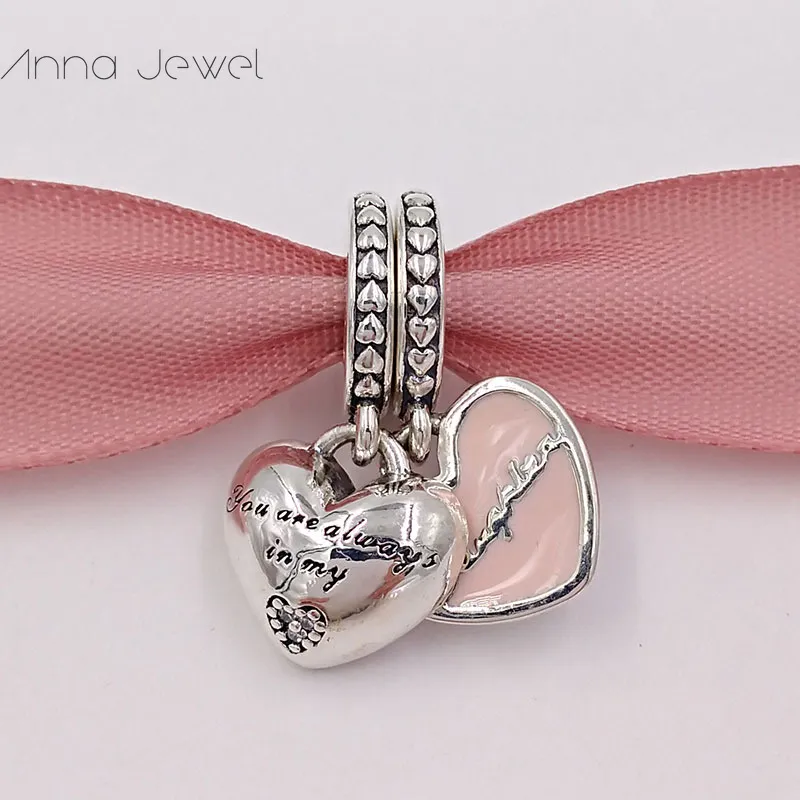 Charms Dokonywanie Biżuterii Dokonywanie Matki Córka Pandora 925 Srebrne Bransoletki Kobiety Bransoletni Łańcuch Koraliki Wisiorek Heart Couples Heart Mom Naszyjnik Kocham cię Prezent 792072N40