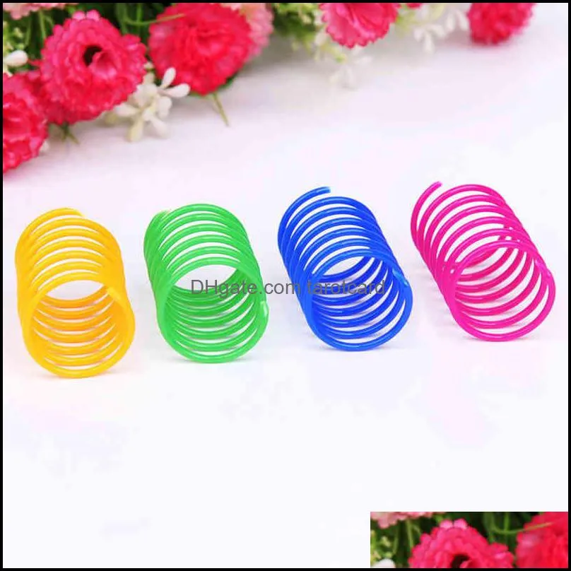 4 Pcs Cat Toys Plastic Colorful Spring Cats Toy Interactive Play Springs kitten Jumping Training Durable Pet Supplies wzg HP0797