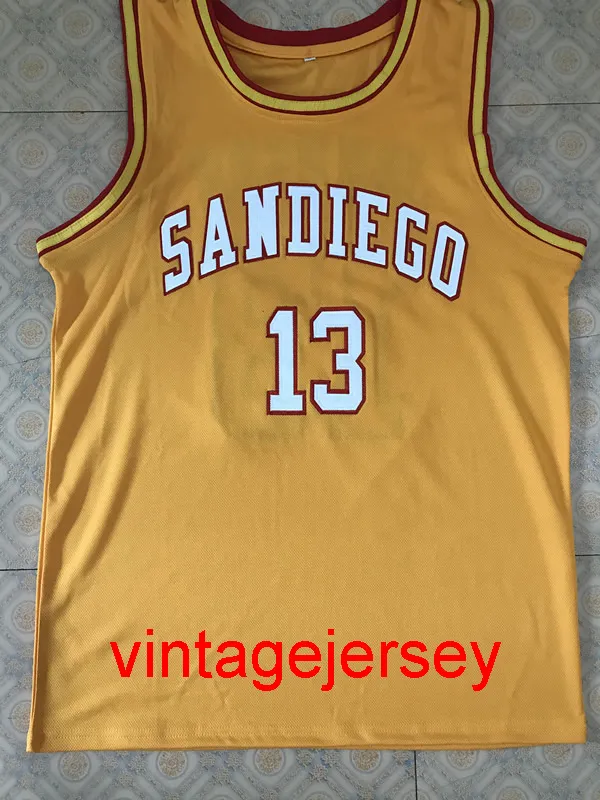 13 Johnson San Diego College Maillots de basket-ball brodés cousus personnalisés n'importe quelle taille