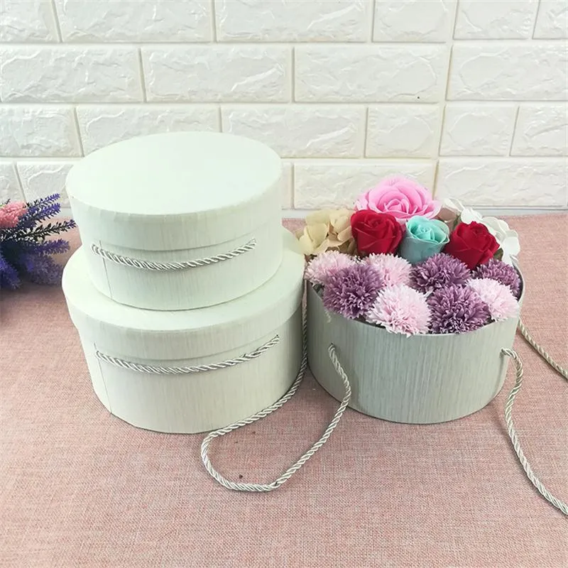 Gift Wrap Florist Hat Boxes 3pcs Round Box Candy Bag Packaging For Gifts Christmas Flowers Living Vase
