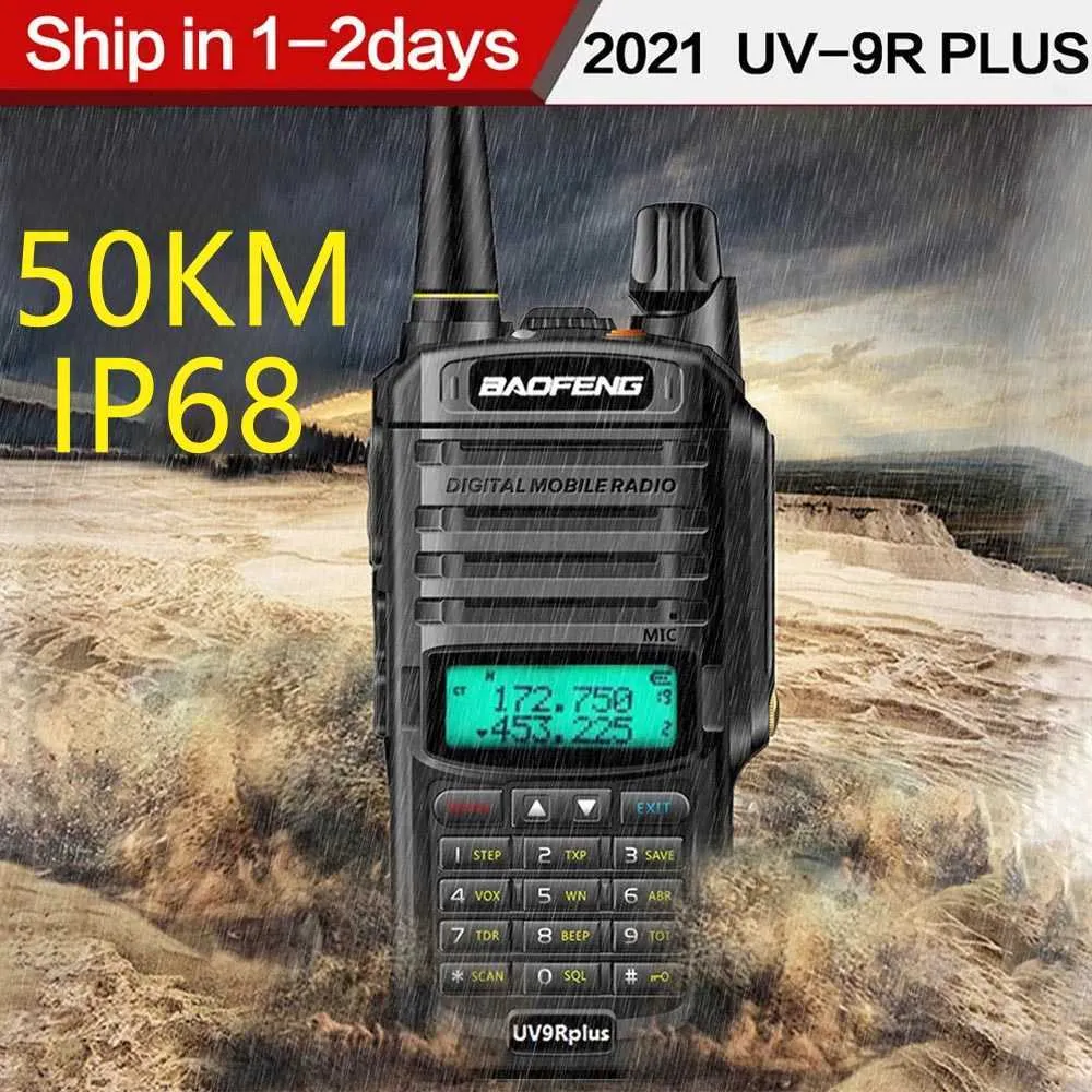 Baofeng UV-9R mais impermeável ip68 walkie talkie alto poder cb presunto 30-50 km de longa gama uv9r portátil de duas vias rádio