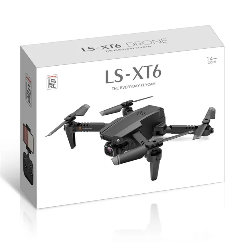 LSRC LS-XT6 4K HD Çift Lens Mini Drone WiFi 1080p Gerçek Zamanlı Şanzıman FPV Kameralar Katlanabilir RC Quadcopter Oyuncak