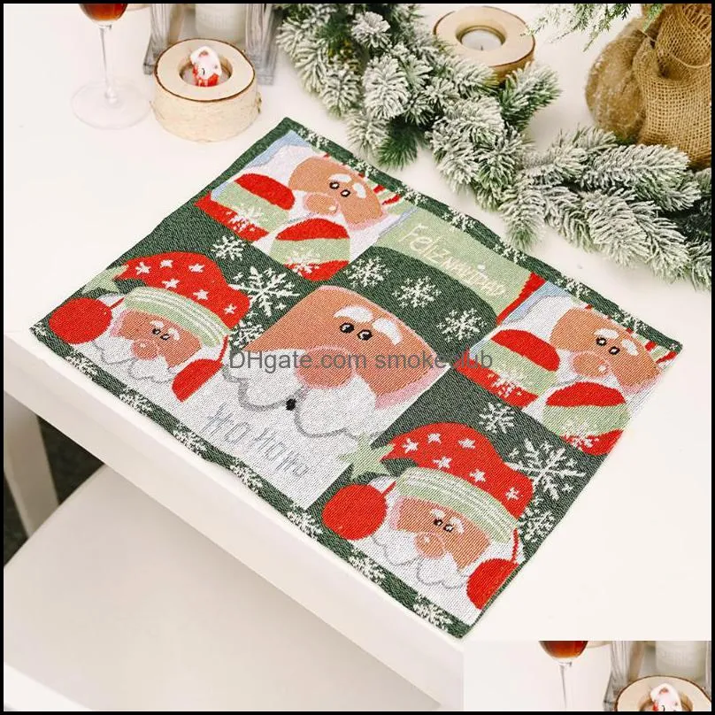 Mats & Pads 2021 Christmas Decorations Knitted Cloth Placemat Creative Tableware Kitchenware Santa Tree Tablecloth For Kitchen