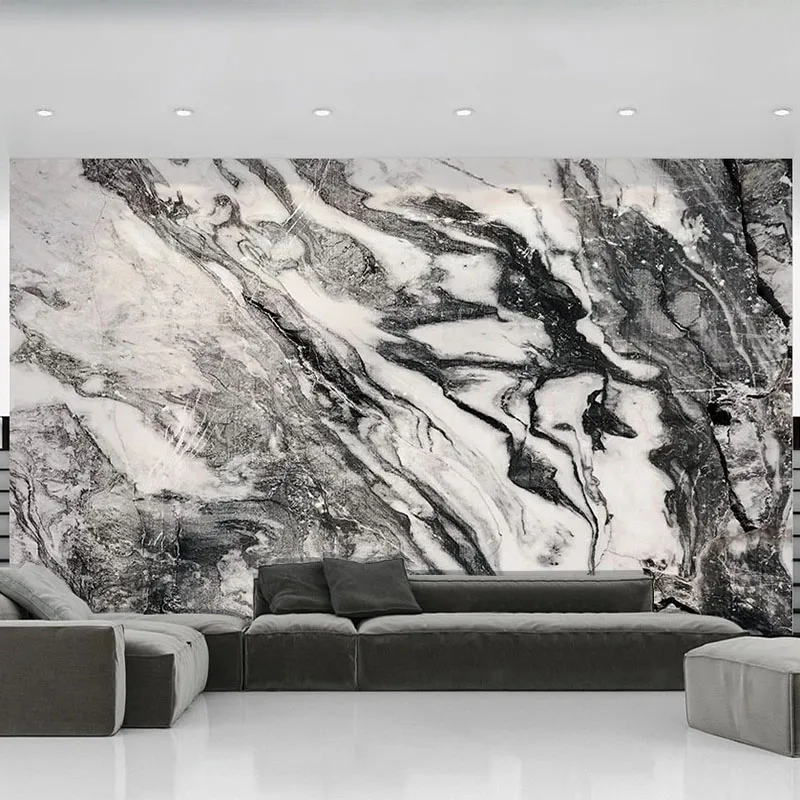 Aangepaste muurschildering behang 3d zwart en wit marmeren muurschilderingen woonkamer slaapkamer studeer huisdecor muur papier papel de parede fresco's
