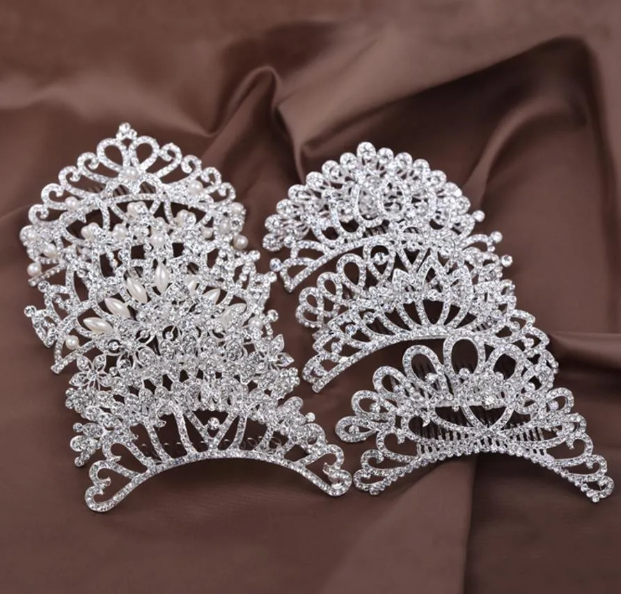 Wedding Crystal Crown Comb Pearl Hair Sticks Prom... From  display picture 2