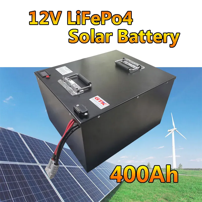 GTK 12V 400AH LIFEPO4 Batteri 12.8V djupcykel för fordon Strömstation Solenergi 12V EV RV lagring + 20A laddare