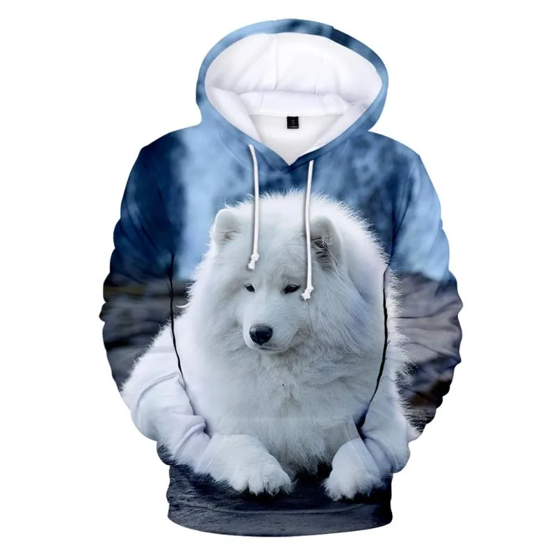 Sweats à capuche pour femmes Sweatshirts 3D Imprimer Kawaii Souriant Angel Samoyed Femmes Samoyed Pullover Hommes Hommes Casual Casual Tops à capuche