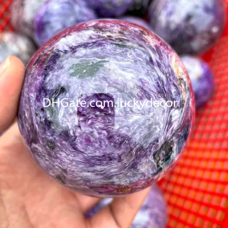 Natural raro russo russo quartzo esfera de cristal esfera orb decoração 60-90mm cura collectible rico roxo gemstone bola ~ pedra de transformação, sabedoria, harmonia chakra