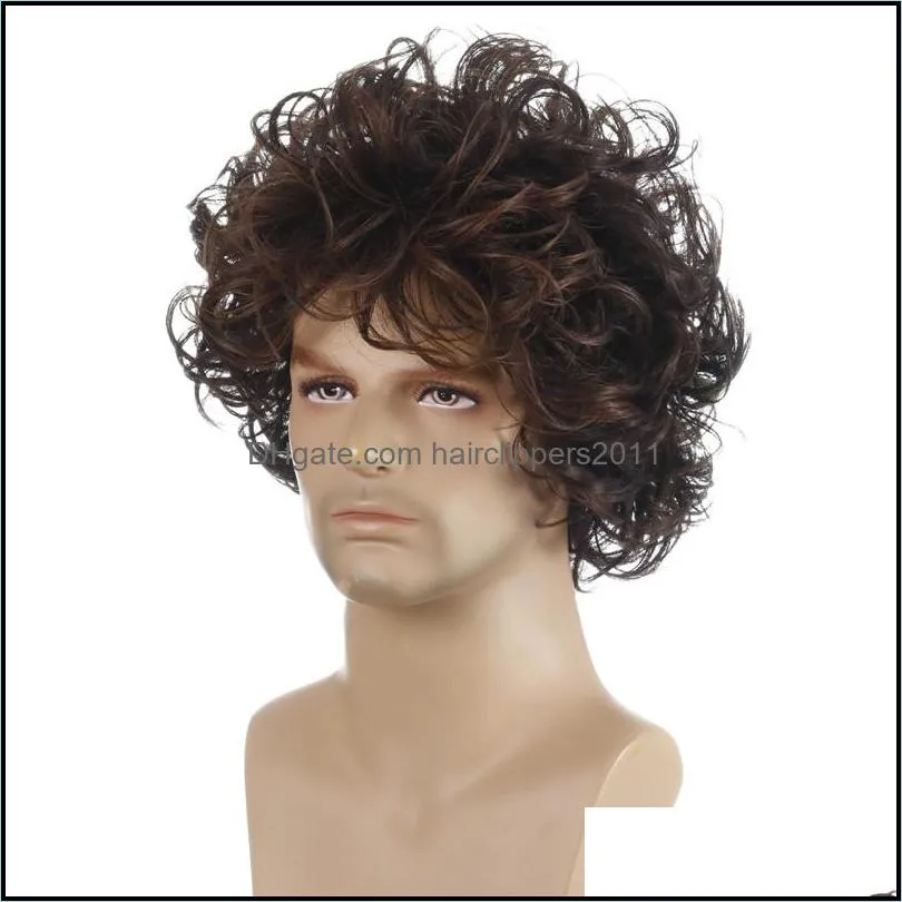 11 inches Men`s Synthetic Wig Mix Color Pelucas Perruques de cheveux humains Simulation Human Remy Hair Wigs WIG-M29