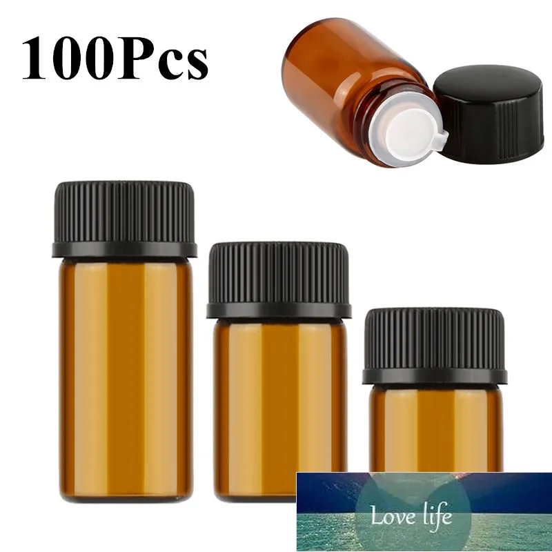 100 stks 3ml Mini Draagbare Hervulbare Lege Glasflessen Amber Color Aromatherapy Essence Oil Travel Cosmetics Container