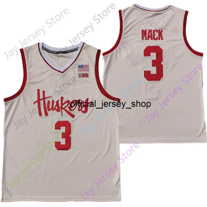 2020 New Nebraska Cornhuskers College Basketball Jersey NCAA 3 Cam Mack Tous Cousus et Broderie Hommes Jeunesse Taille