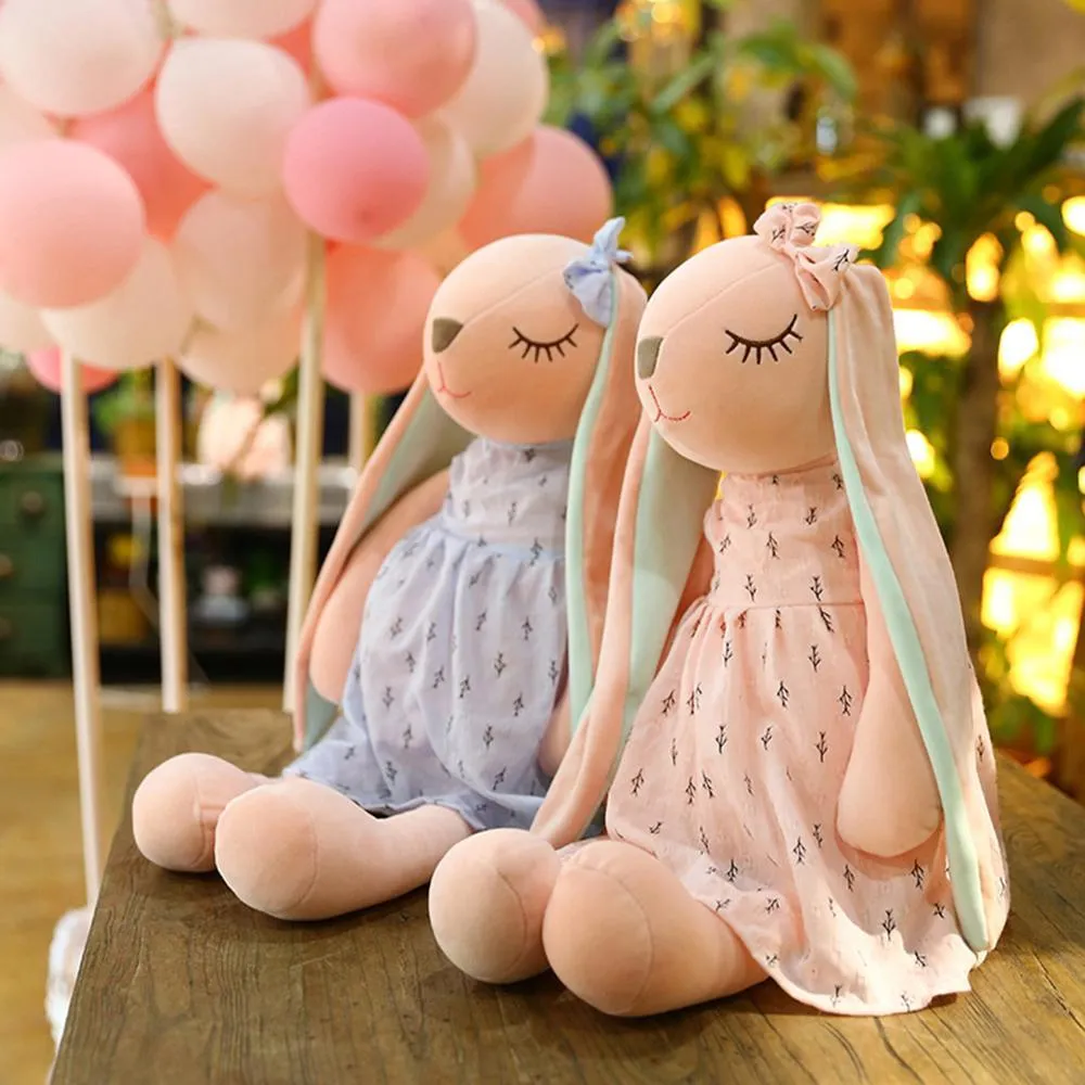 Coniglio di cartone animato Simpatico coniglietto con orecchie lunghe Bambola per bambini Morbido peluche Peluche Placare Giocattoli per dormire Decorazione domestica