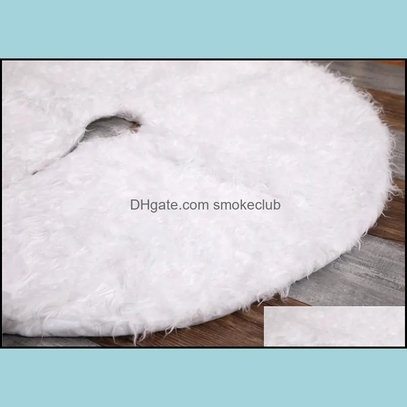 White Round Faux Fur Christmas Tree Skirt 35.5 Inches Diam - Shaggy Shag Faux Sheepskin Christmas Tree Decor