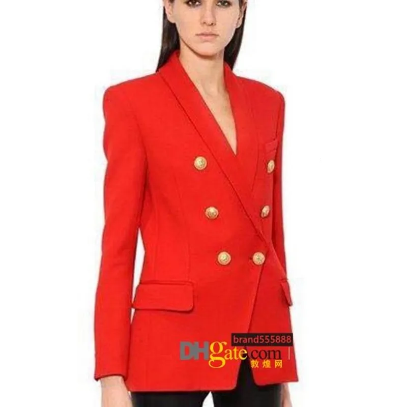 Premium New Style Top Quality Original Design Women's Double-Breasted Slim Jacket Metal Buckles Blazer Retro Shawl Collar Outwear 