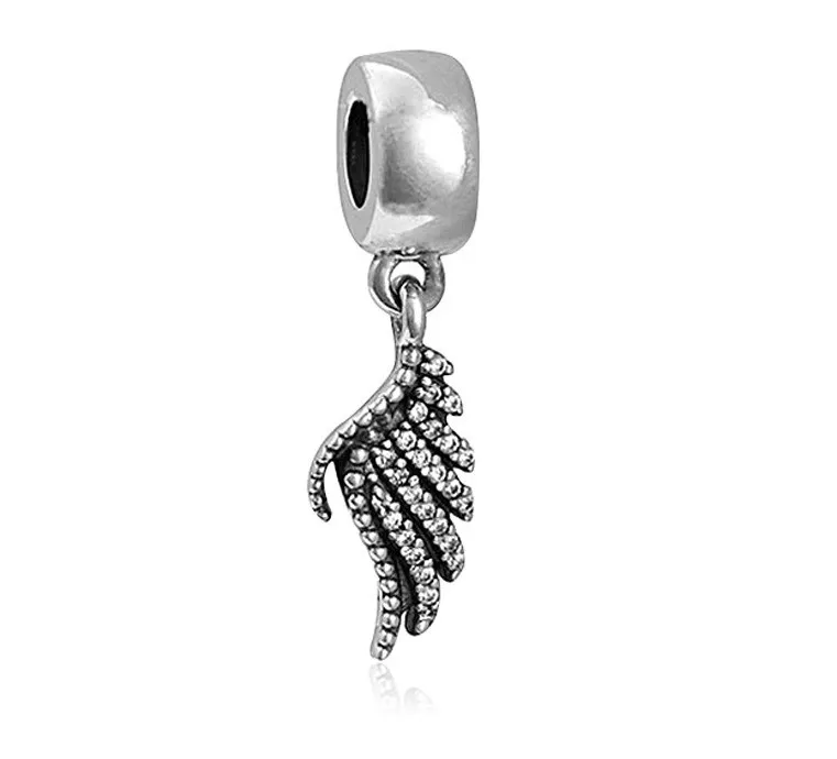 Подходит для браслетов Pandora 30 шт. Angel Wings Hunscle Подвеска Серебряные Подвески Бусины Бэйс Очаровательные Бусины для оптом DIY Европейское Стерлинговое Ожерелье Ювелирные Изделия