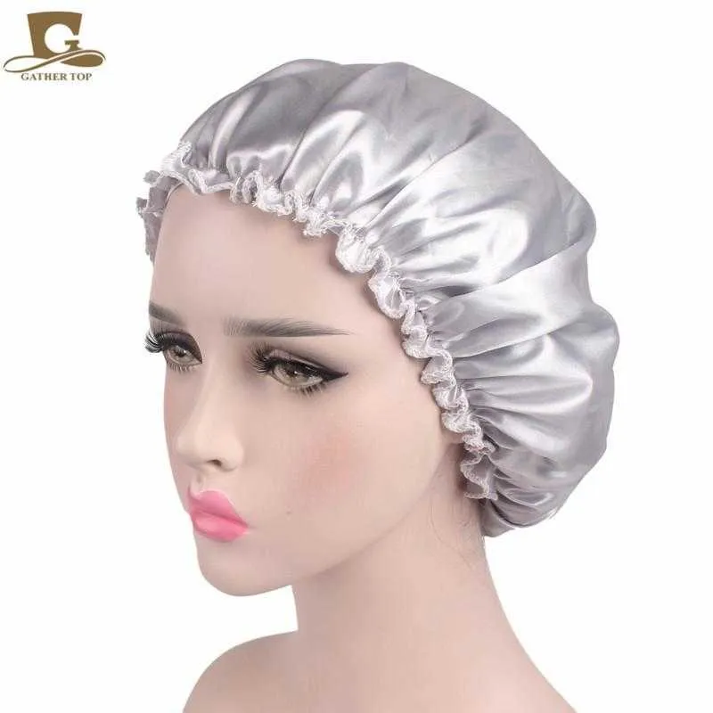 european and american style ladies satin lace night caps chemo caps hair care caps smooth and bright satin fabrics
