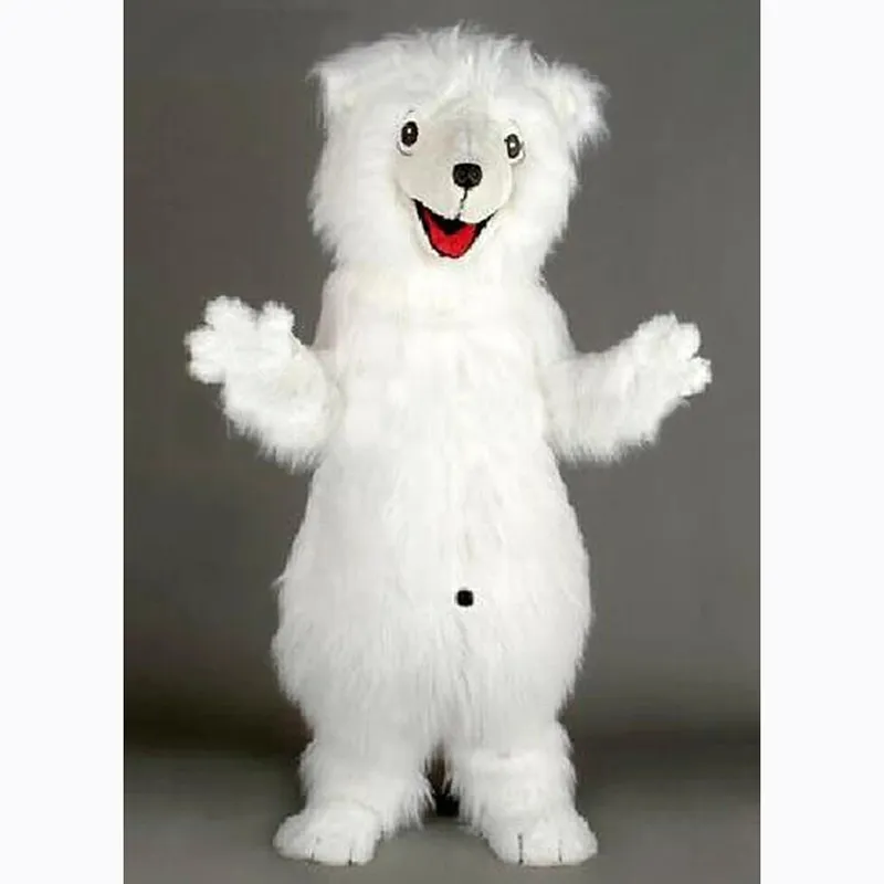 Peluş Polar Bear Maskot Kostüm Cadılar Bayramı Noel Fantezi Parti Karikatür Karakter Kıyafet Takım Elbise Yetişkin Kadın Erkek Elbise Karnaval Unisex Yetişkinler