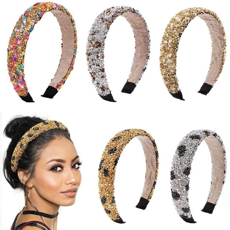 Retro Hair Hoop Natural Healing Crystal Stone Headband Sponge Leopard Print Woman Fashion Hair Band Accessories 7 6dx K2B