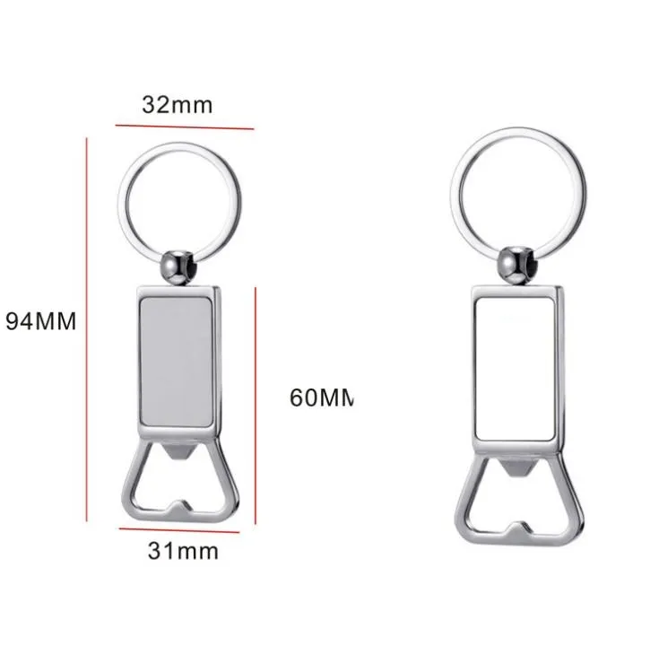 PARTY Favor Sublimation Blank Beer Bottle Opener Keychain Metal Heat Transfer Corkscrew Key Ring Household Kitchen Tool