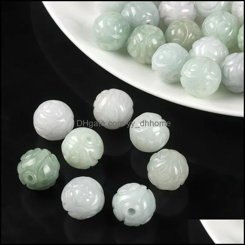 15PCS Natural Grade A Jade (Jadeite) Carved Beads / Size: 13.5mm L (Wholesale)