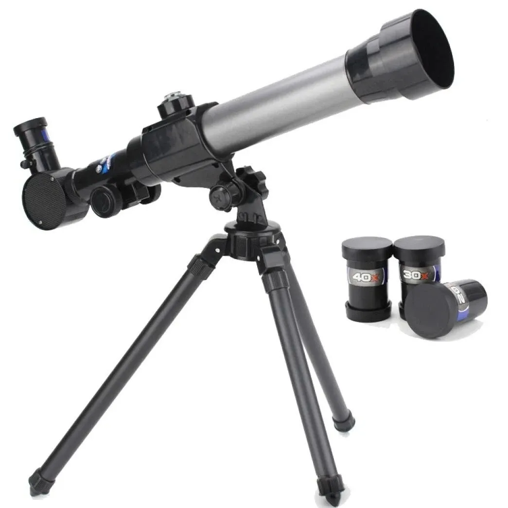 Télescope astronomique 20X / 30X 40X pour enfants, monoculaire de Vision nocturne HD avec trépied, 2 oculaires