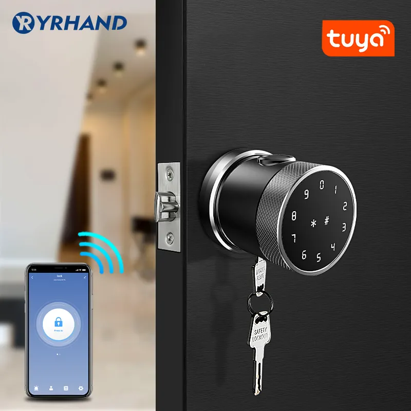  WiFi Tuya - Cerradura de puerta inteligente con huella digital  biométrica, contraseña RFID, cerradura digital electrónica, cerradura de  puerta de entrada sin llave para oficina en casa (color : 190 x