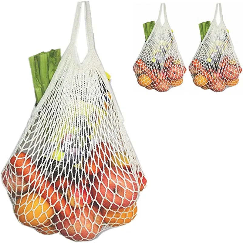 Återanvändbara livsmedelsbutik Bags Cotton Mesh String Shopping Tygväska Frukt Grönsaker Väska För Livsmedelsbutik Paket