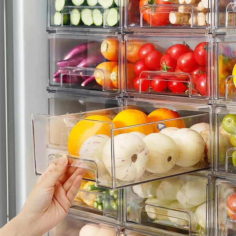 Caja De Almacenamiento Del Refrigerador Contenedores De Almacenamiento De  Alimentos Claros Fruta Vegatable Carne Congelador Refrigerador Gabinete  Apilable Cocina Cajón Organizador 210315 De 37,06 €