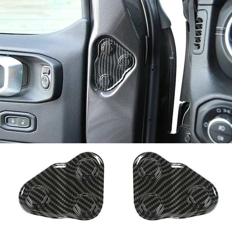 ABS Car Front Door Screw Protection Cover Carbon Fiber For Jeep Wrangler JL JLU 2018 UP Auto Exterior Accessories