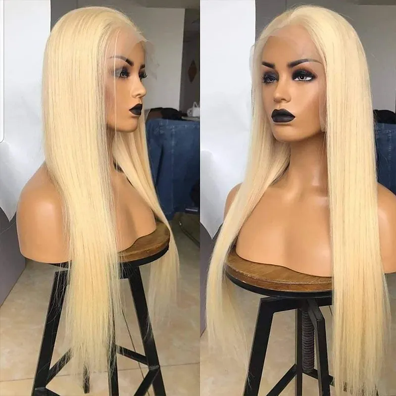 613 Blonde Kanten Voorkant Menselijk Remy-haar Pruiken Handgebonden 12~28 inch Rechte Pruik 150% Dichtheid 13*4 Kant-frontaal Perruques De Cheveux Humains RQY4341