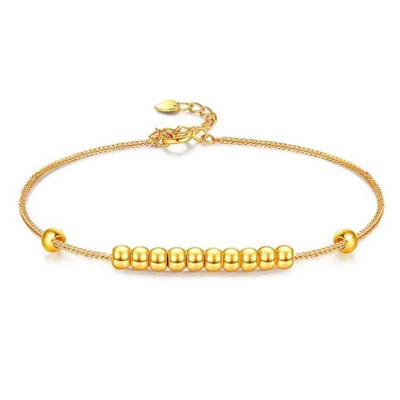 Luxury Fashion AU750 Pure 18K Gold Chain Beads Bracelet Jewelry Women Ladi Female Bridal Engagement Wedding Bracelets