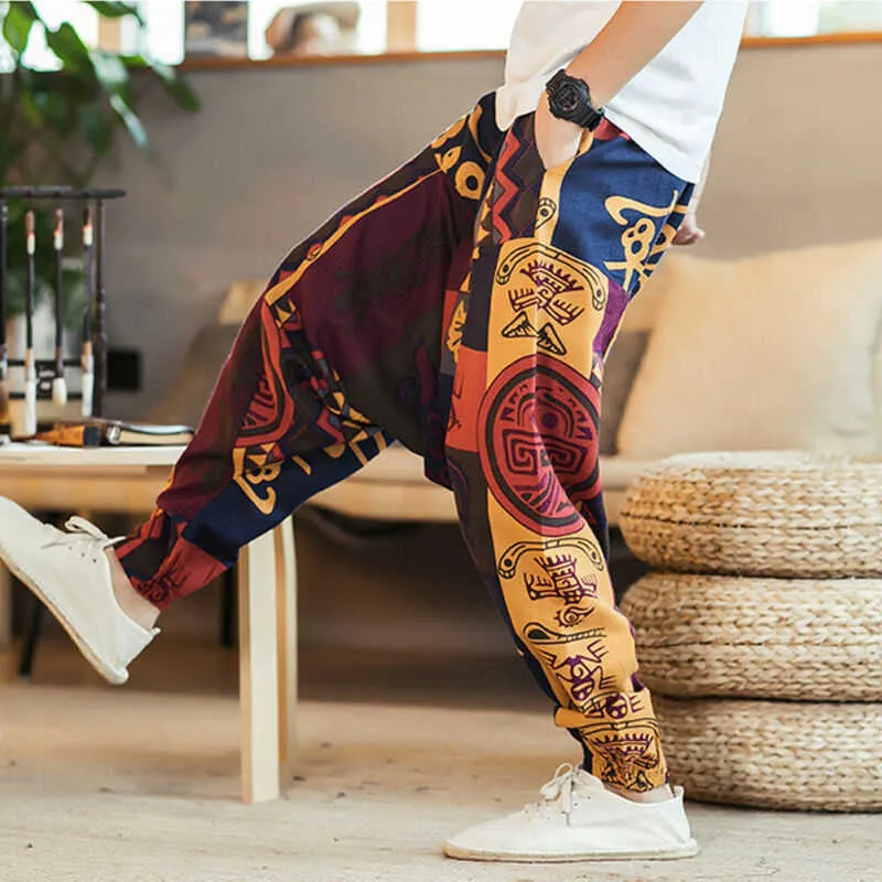 Boho Print Cotton Baggy Pants For Men 2019 Fashionable Harem Style Harem  Trousers In Blue, Orange, And Black Size M XXXL X0723 From Mengqiqi02,  $12.48