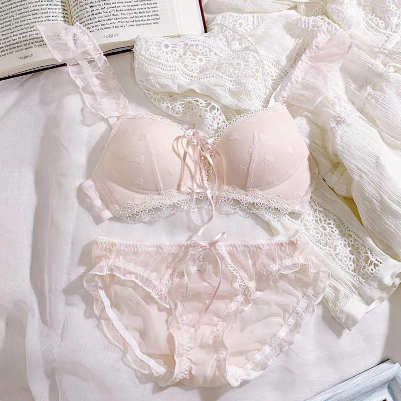 Japanese Lace Push Up Bra Set Back For Small Chest Sweet And Cute Lolita  Underwear For Women Intimate Panty Clothes Q0705 From Sihuai03, $15.71