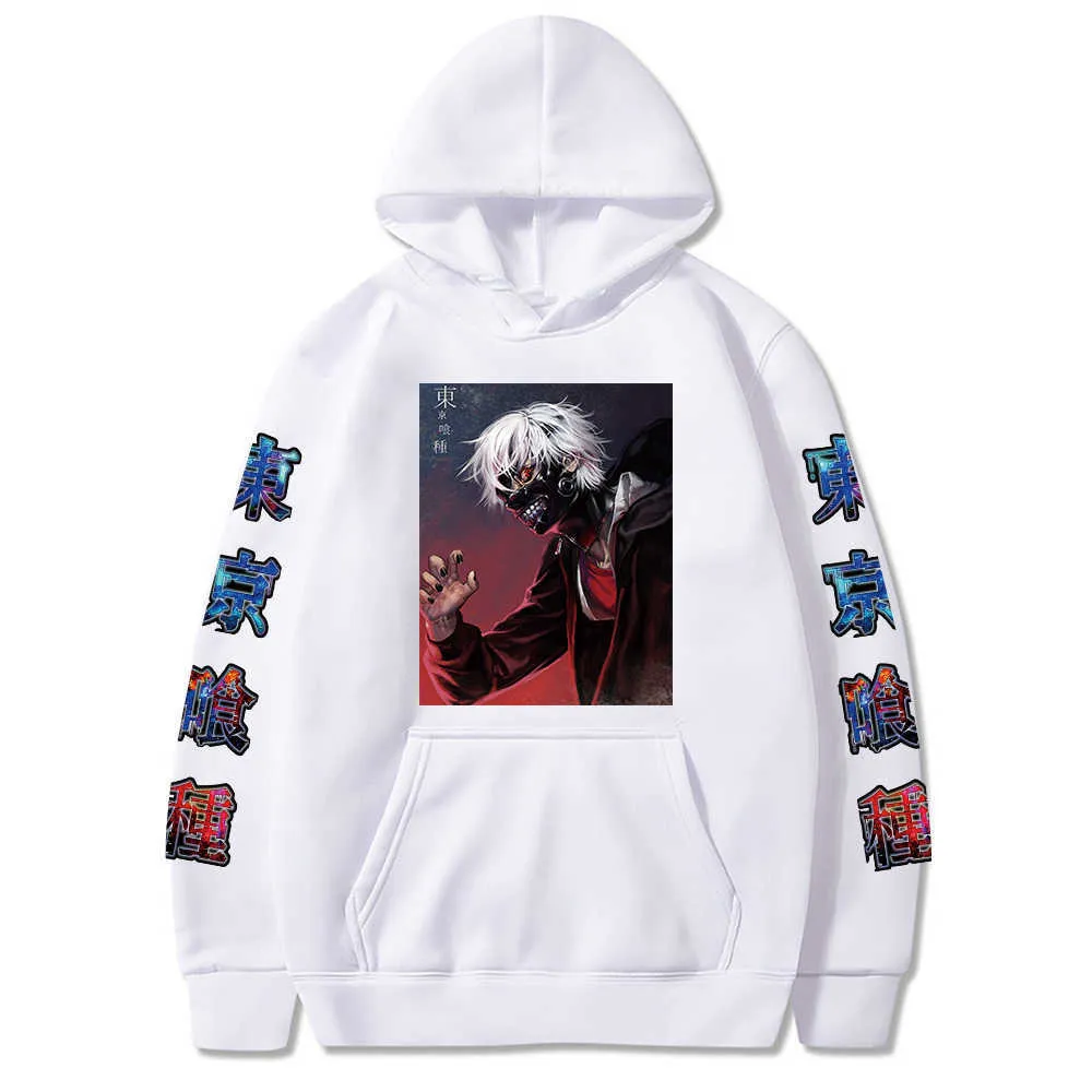 Tokyo Ghoul Hoodie Anime Manga Hoodie Kaneki Ken Tryckta män / Kvinnor Hoodie Långärmad Sweatshirts Harajuku Y0803