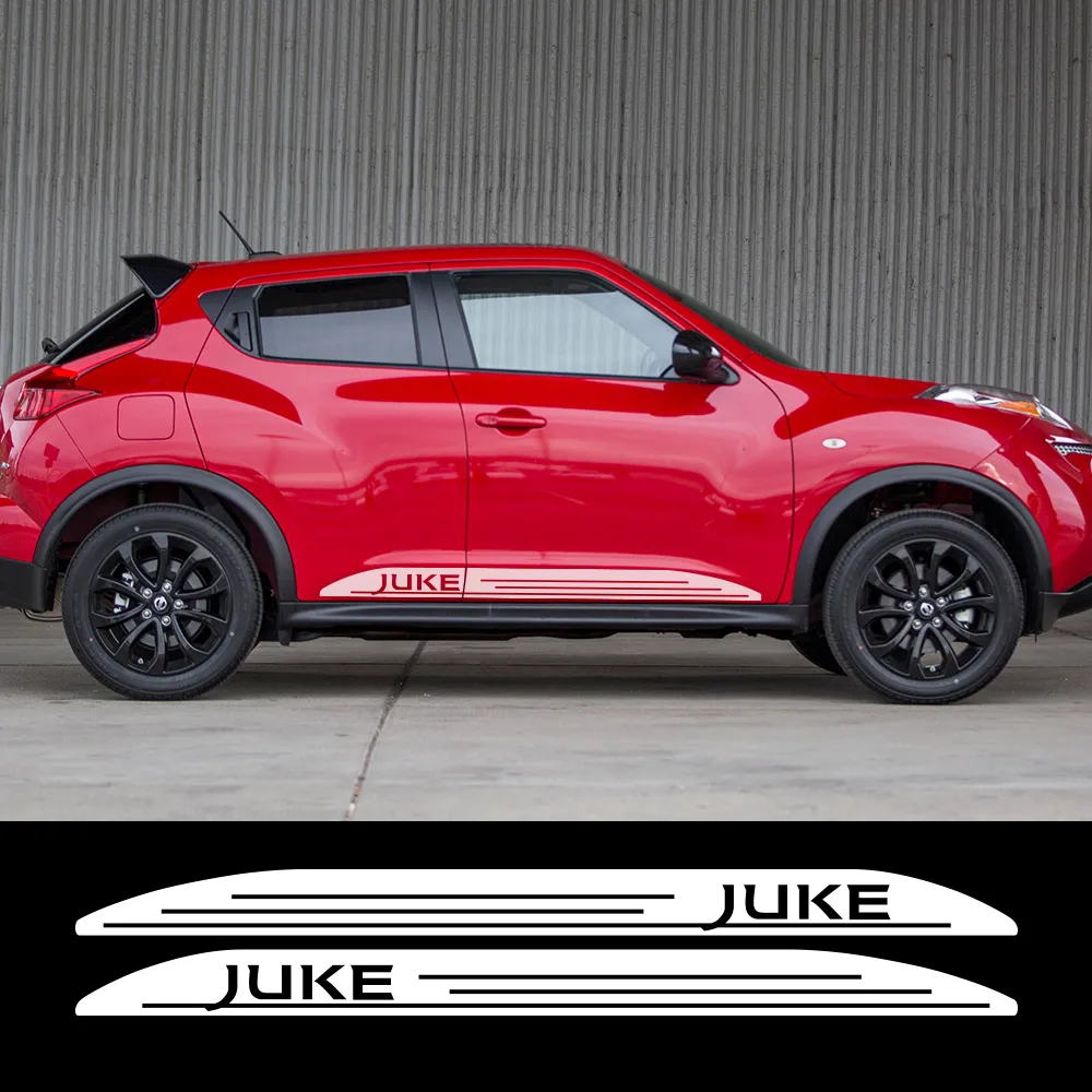 2 шт. для Nissan JUKE NISMO, наклейки на юбку на дверь автомобиля, двусторонние гоночные спортивные водостойкие наклейки для стайлинга кузова автомобиля, аксессуары 301s