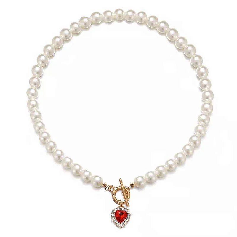 Collana di perle moda coreana vintage ciondolo cuore grunge accessori gotici carini per le donne gioielli estetici per il corpo streetwear. G1206