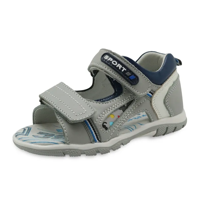 Apakowa garçons sandales en cuir véritable enfants chaussures plates à bout ouvert pour tout-petits garçons sandales de plage orthopédiques d'été avec soutien de la voûte plantaire 210306