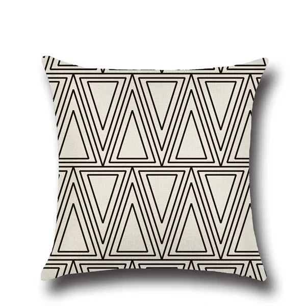 Pillow Case Black and Tan Pattern Pillowcase Cotton Linen Printed 18x18 Inches Geometry Euro Pillow Covers 45*45cm