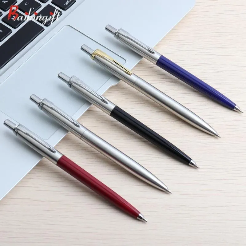 10 stks Ballpoint Pen Set Commerciële Metalen Bal Pennen voor School Office Briefpapier Gift Pen Zwart Blauwe Inkt Ballpoint Student