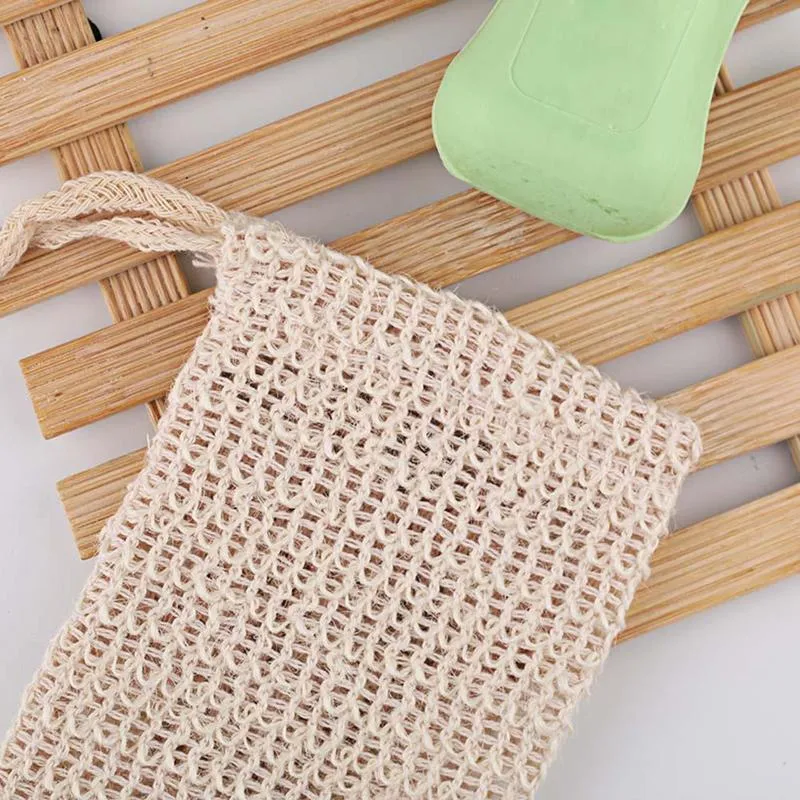 Bath Brushes Natural Exfoliating Mesh Soap Saver Pouch Holder For Shower Bath Foaming And DryingDH5876