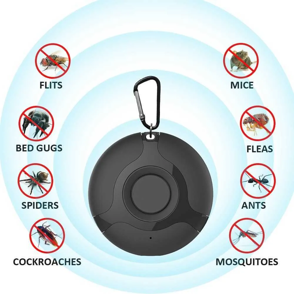 Repelente de mosquitos electrónico portátil, llavero ultrasónico para matar mosquitos, mosca, insecto, cucaracha, araña, repelente de plagas para el hogar y el exterior