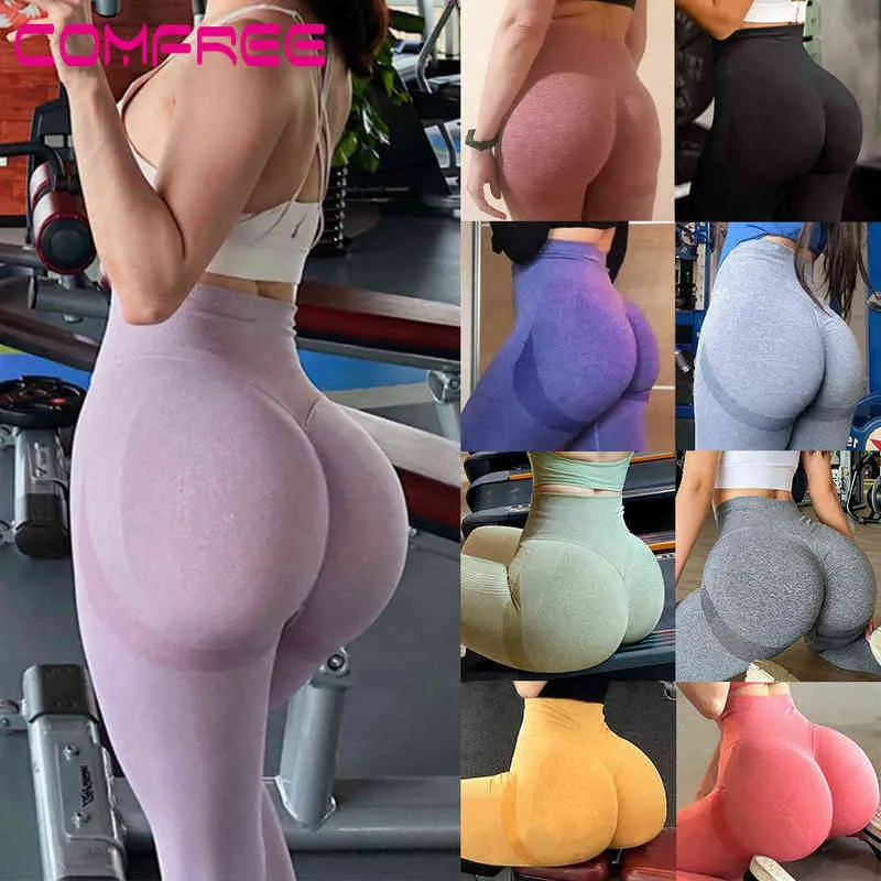 Women Yoga Pants Push Up Workout Leggings for Fitness Sport Legging Gym  Activewear High Waist Seamless Tights Running Trousers H1221