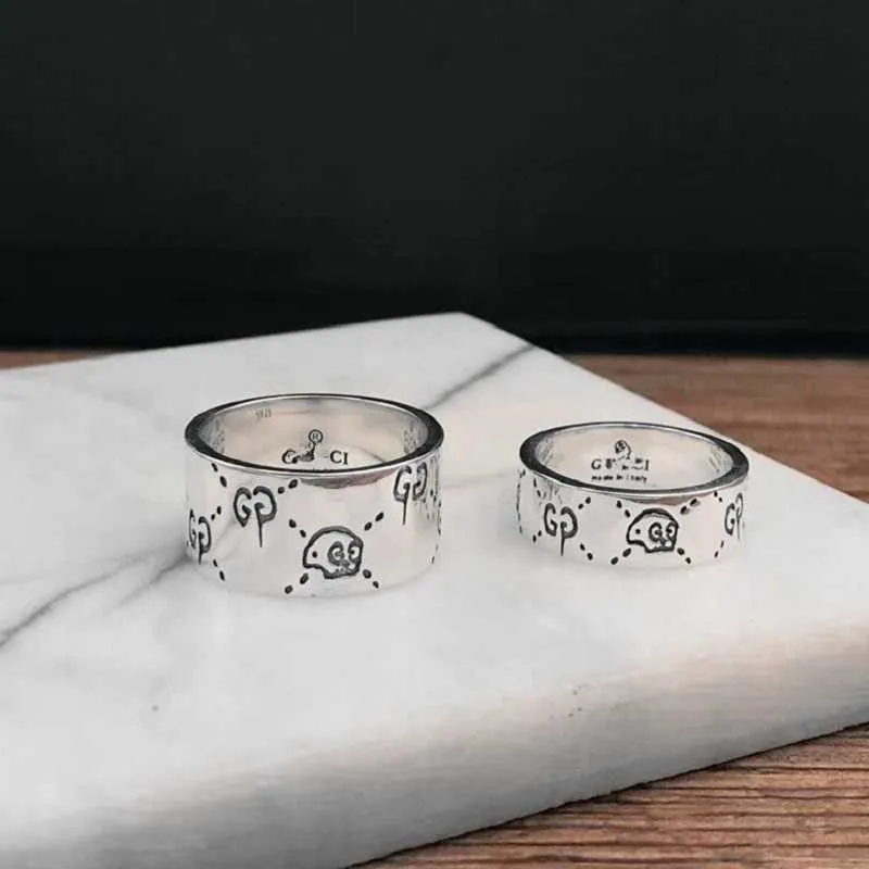 Bagues en argent sterling 925 pour hommes et femmes série fantôme Étiquette classique et breloque originale Love Ring Y0723