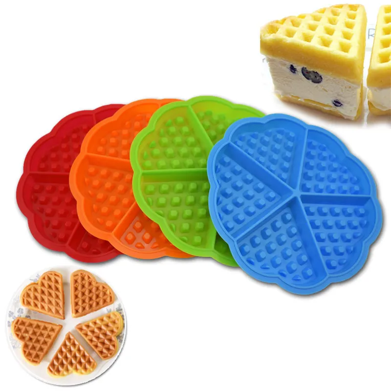 Silikon Waffle Kalıp Pişirme Kalıpları Kalp Şekli Muffin Kalıp Yapışmaz DIY Kek Bakeware Mutfak Aksesuarları JKXB2103