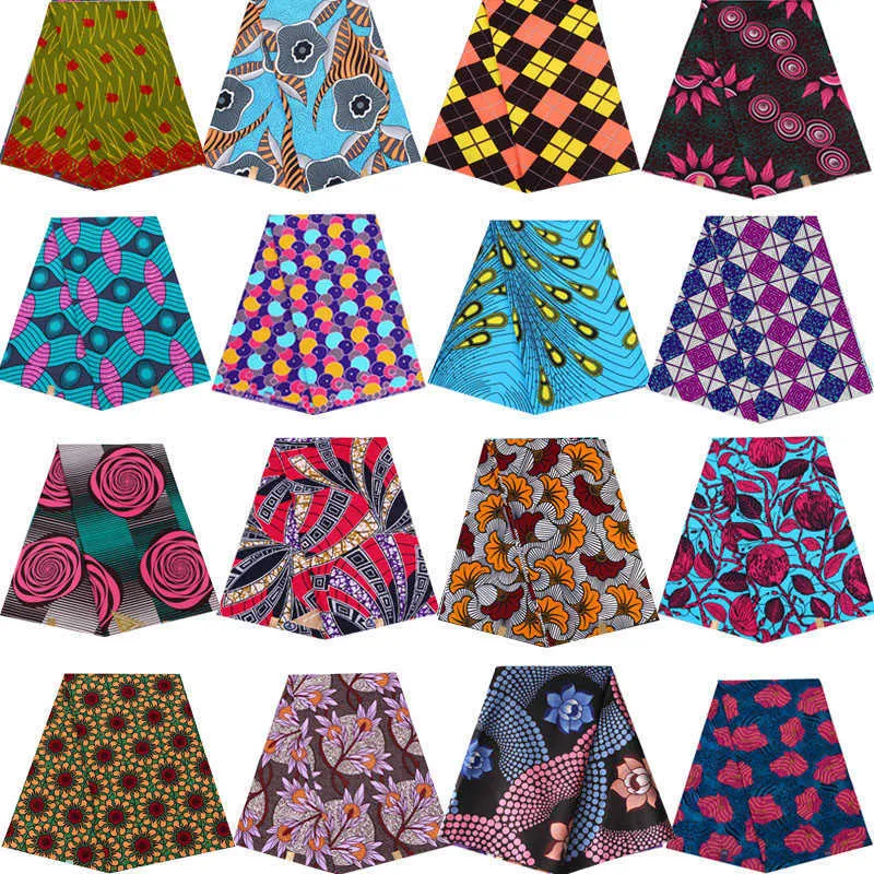 Ankara African Prints Batik Pagne Real Wax Fabric Afrika Sewing Wedding Dress Crafts Material 100% Polyester Högkvalitativ Tissu 210702