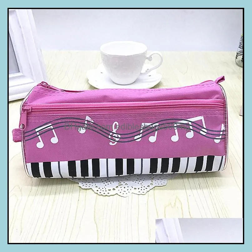 Music piano pencil case polyester pen bag Double high capacity pen box stationery office school student gifts