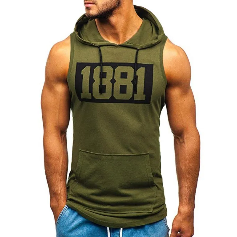 Men tanktops merk sportscholen kleding heren bodybuilding capuchon top katoenen mouwloos vest sweatshirt fitness workout sportkleding man