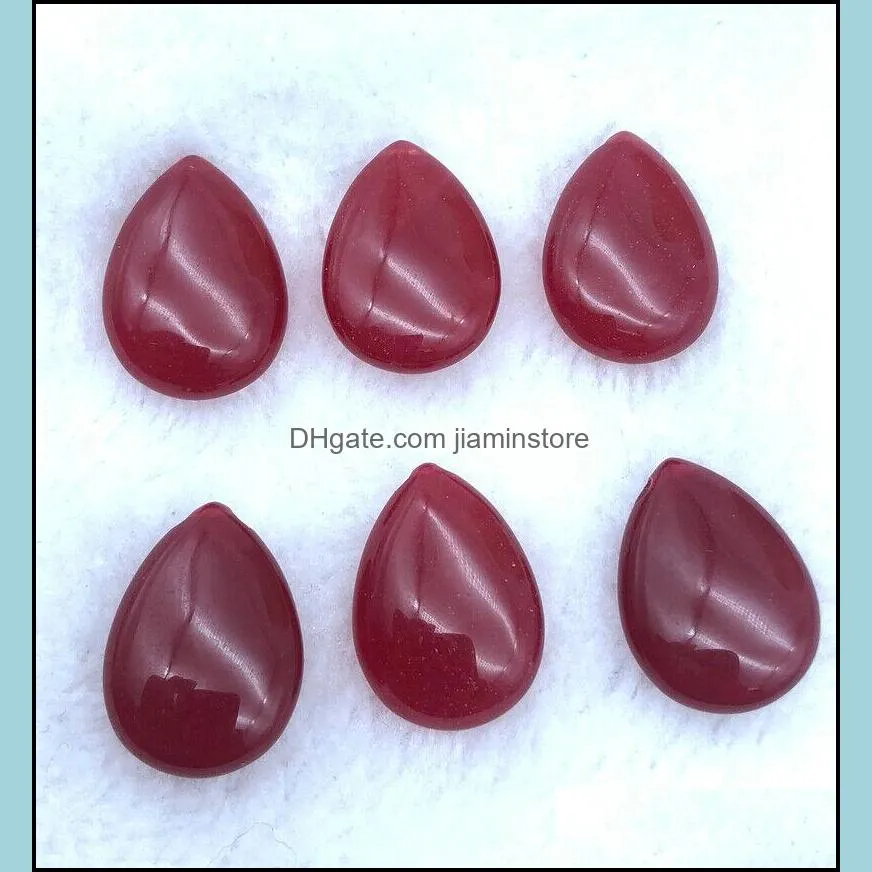 Good Natural Red Jade 18X25 MM Pear Cabochon Loose Gemstone Pendant 10pcs