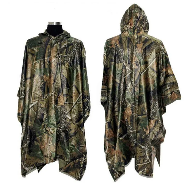 Poncho de pluie imperméable camouflage imperméable avec capuche pour activités de plein air camouflage abri tapis de sol hommes femmes grande taille