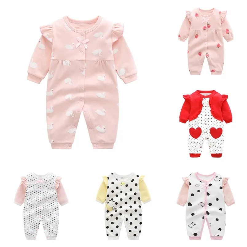 Prinses stijl geboren baby meisjes kleding 100% katoen baby rompertjes zachte baby kleding peuter meisje jumpsuits 210816